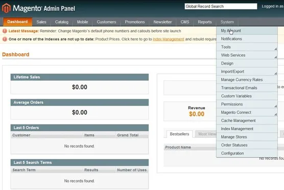 Skærmbillede af Magento 1-klik installation hos ITWebhotel.dk